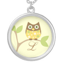 Monogram and Owl, Yellow Pendant