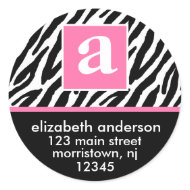 Monogram and Zebra Address Labels sticker