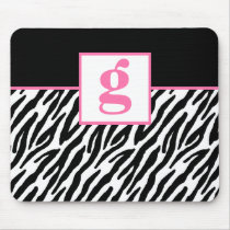 Monogram and Zebra Pattern Custom Mousepad