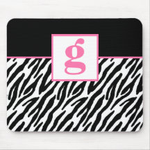 Monogram and Zebra Pattern Custom Mousepad