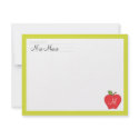 Monogram Apple Teachers Flat Note Card invitation