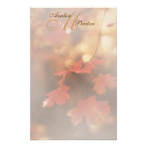 Monogram Autumn Fall Leaf Wedding Stationery