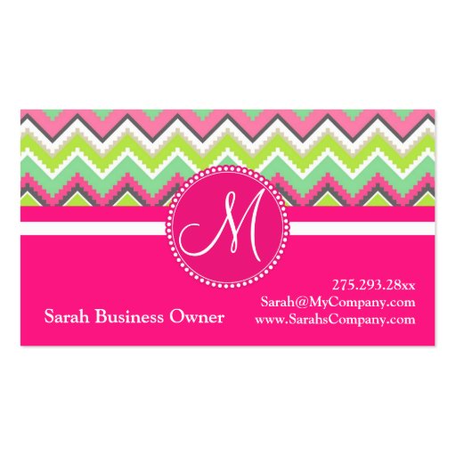 Monogram Aztec Andes Tribal Mountains Chevron Business Card Templates (front side)