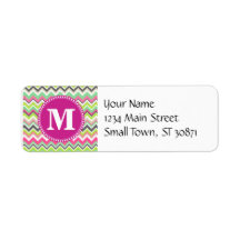 Monogram Aztec Andes Tribal Mountains Chevron Custom Return Address Label