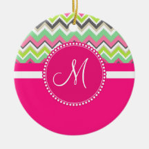 Monogram Aztec Andes Tribal Mountains Chevron Ornament
