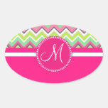 Monogram Aztec Andes Tribal Mountains Chevron Oval Stickers