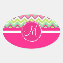 Monogram Aztec Andes Tribal Mountains Chevron Oval Stickers