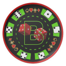 Monogram B Dice and Poker Chip Plate