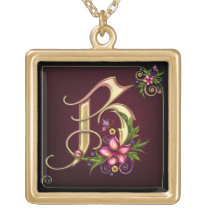 monogram, necklace, gold, birthday, wedding, mother, sister, education, school, teacher, Halskæde med brugerdefineret grafisk design