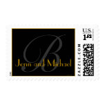 Monogram B Wedding Stamp Names Black & Gold