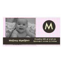 monogram baby  photo card
