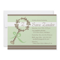 Monogram Baby Rattle Shower Invitation