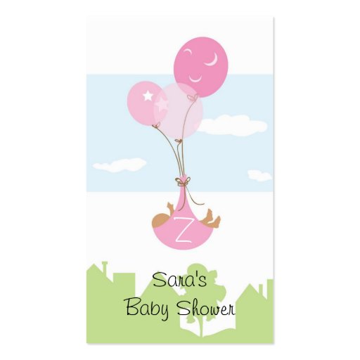 Monogram Ballon Baby Shower Party Favor Tag Business Card Templates (front side)