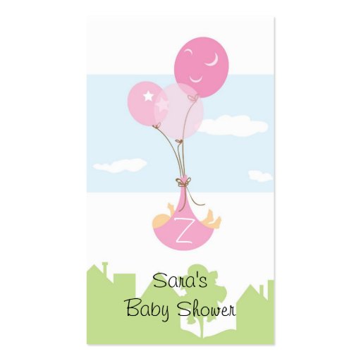 Monogram Ballon Baby Shower Party Favor Tag Business Card Template