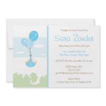Monogram Balloon Baby Shower Invitation - Boy