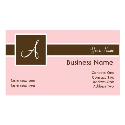 Monogram Band Pink & Brown Business Cards (front side)