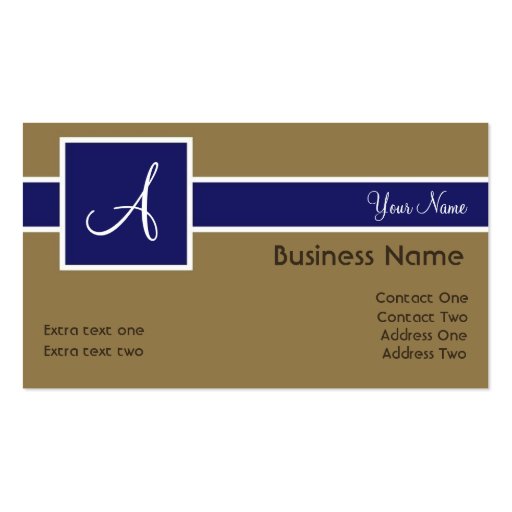 Monogram Band Royal & Bronze Business Cards (front side)