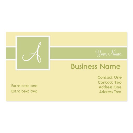 Monogram Band Tea & Cream Business Cards (front side)