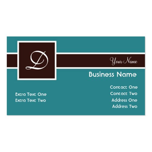 Monogram Band Teal & Chocolate Business Cards