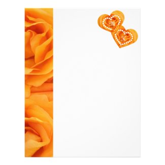 Monogram Beautiful Yellow Orange Hybrid Tea Roses Letterhead Design