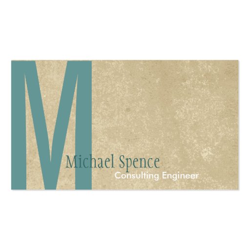Monogram Beige Turquoise Engineering Business Card (front side)