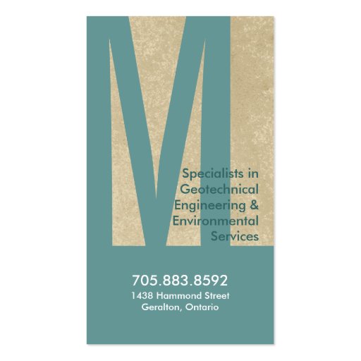 Monogram Beige Turquoise Engineering Business Card (back side)