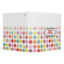 Monogram binders, colorful polka dots by fine_stationery Monogram binders, colorful polka dots