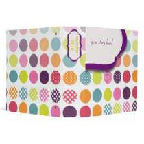 Monogram binders, colorful polka dots