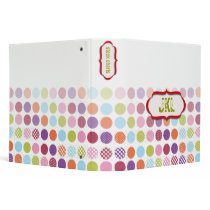 Monogram binders, colorful polka dots