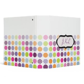 Monogram binders, colorful polka dots binder