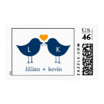 Monogram Birds Postage Stamp - Navy/Orange stamps