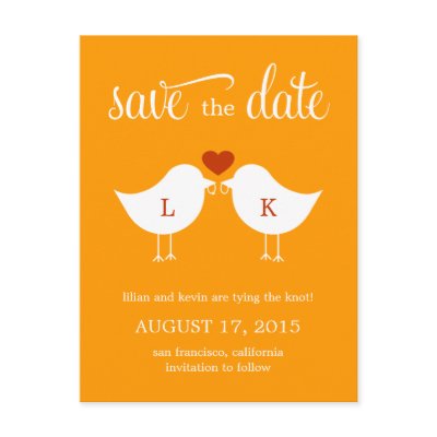 Monogram Birds Save The Date Card Post Card