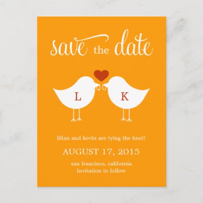 Monogram Birds Save The Date Card Post Card