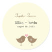 Monogram Birds Wedding Favor Sticker - Latte
