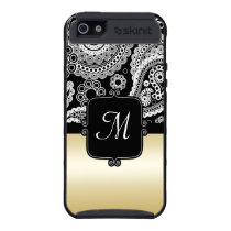 Monogram Black and Gold Paisley iPhone 5 Cover