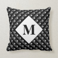 Monogram Black and Grey Angled lines Pillows