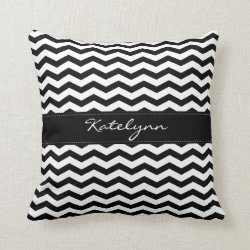 Monogram Black Chevron Zigzag Print Pillows