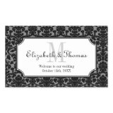 Monogram black damask frame out of town gift bag rectangle stickers