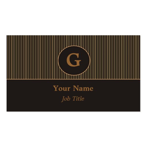 Monogram Black & Gold Business Card (front side)