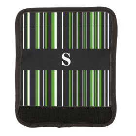 Monogram Black, Green, White Barcode Stripe Luggage Handle Wrap