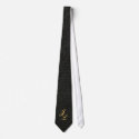 Monogram Black Leather Custom Graduation Tie tie