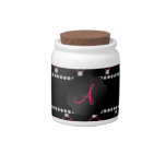 Monogram Black pink diamonds Candy Jar at Zazzle