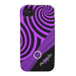 Monogram Black Purple Swirly Stripes iPhone 4 Vibe iPhone 4/4S Cover