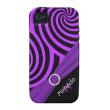 Monogram Black Purple Swirly Stripes iPhone 4 Vibe iPhone 4/4S Cover