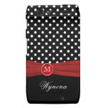 Monogram Black Red White Polka Dot Motorola RAZR Droid RAZR Cases
