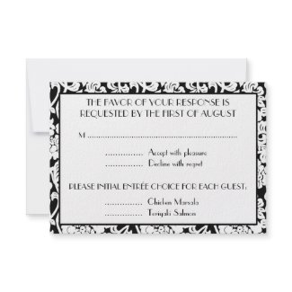 Monogram Black & White Flourish Reception Card invitation