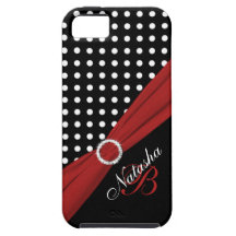 Monogram Black White Red Polka Dots iPhone 5 Case iPhone 5 Covers