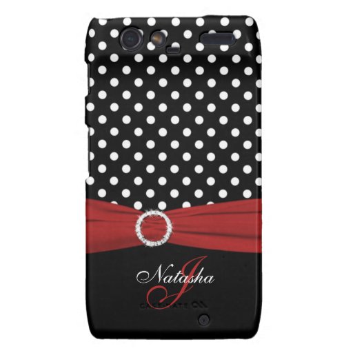 Monogram Black White Red Polka Dots Motorola RAZR Droid RAZR Case