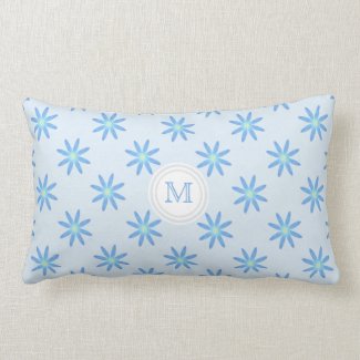 Monogram: Blue And White Polka-dot Pillow