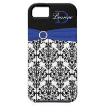 Monogram Blue Black White Damask iPhone 5 Case iPhone 5 Case